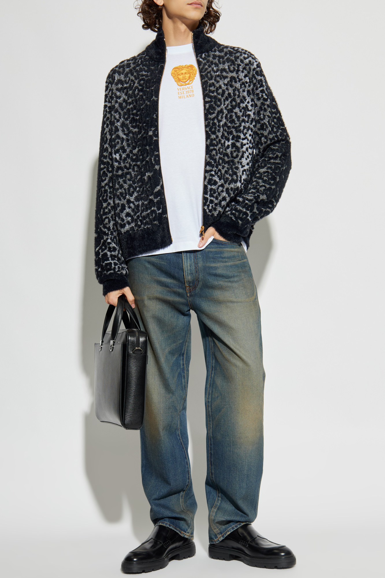 Grey Animal print cardigan Versace - Vitkac Canada
